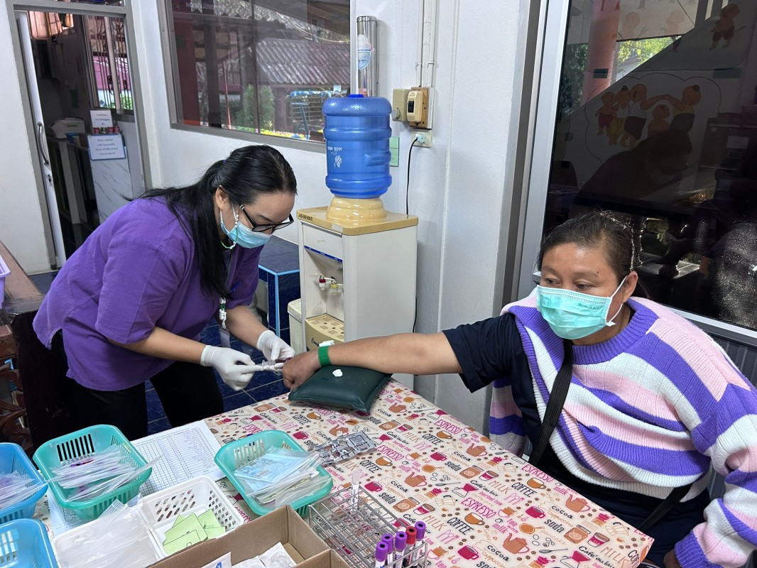 21 ม.ค.68 รพ.สต.บ้านสันป่าไร่ ให้บริการเจาะเลือด,วัดความดันโลหิต ผู้ป่วยเบาหวาน