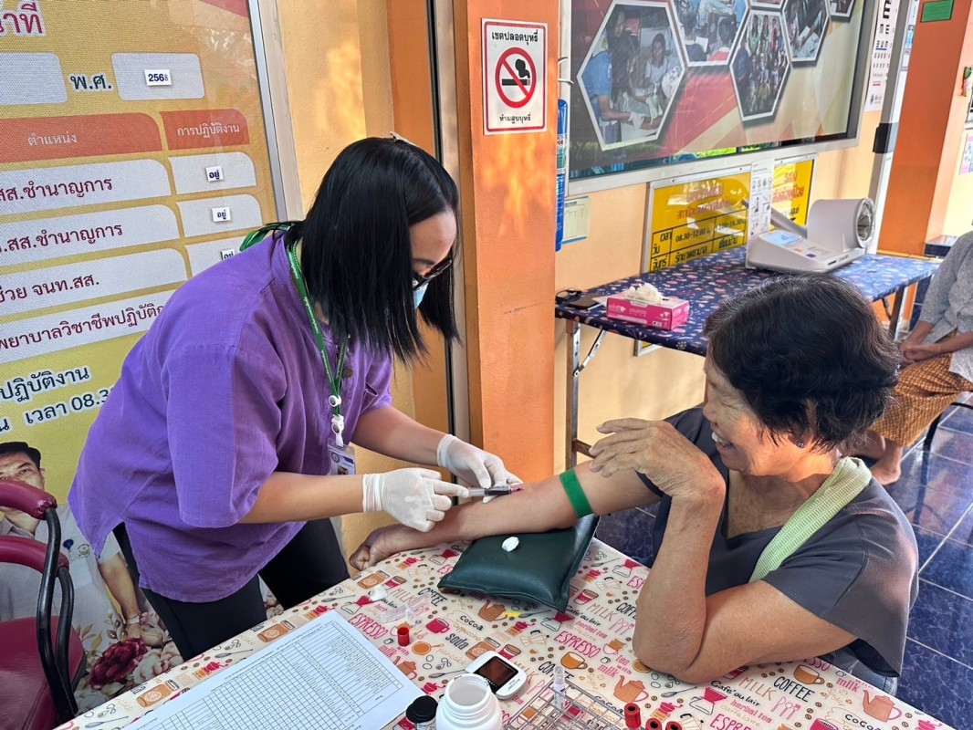 18 ก.พ.68 รพ.สต.บ้านสันป่าไร่ ให้บริการเจาะเลือด,วัดความดันโลหิต ผู้ป่วยโรคความดันโลหิตสูง (กลุ่ม2) 