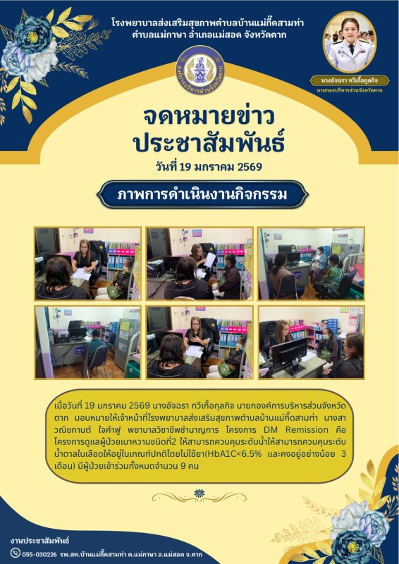 วันที่ 19 มกราคม 2569 (บ้านแม่กึ้ดสามท่า)