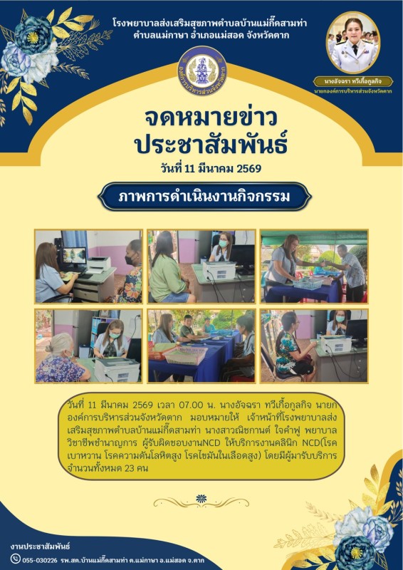 วันที่ 11 มีนาคม 2569 (บ้านแม่กึ้ดสามท่า)