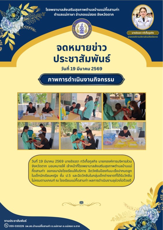 วันที่ 19 มีนาคม 2569 (บ้านแม่กึ้ดสามท่า)