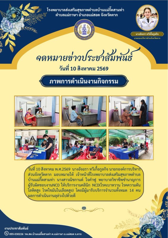 วันที่ 10 สิงหาคม 2569 (บ้านแม่กื้ดสามท่า)