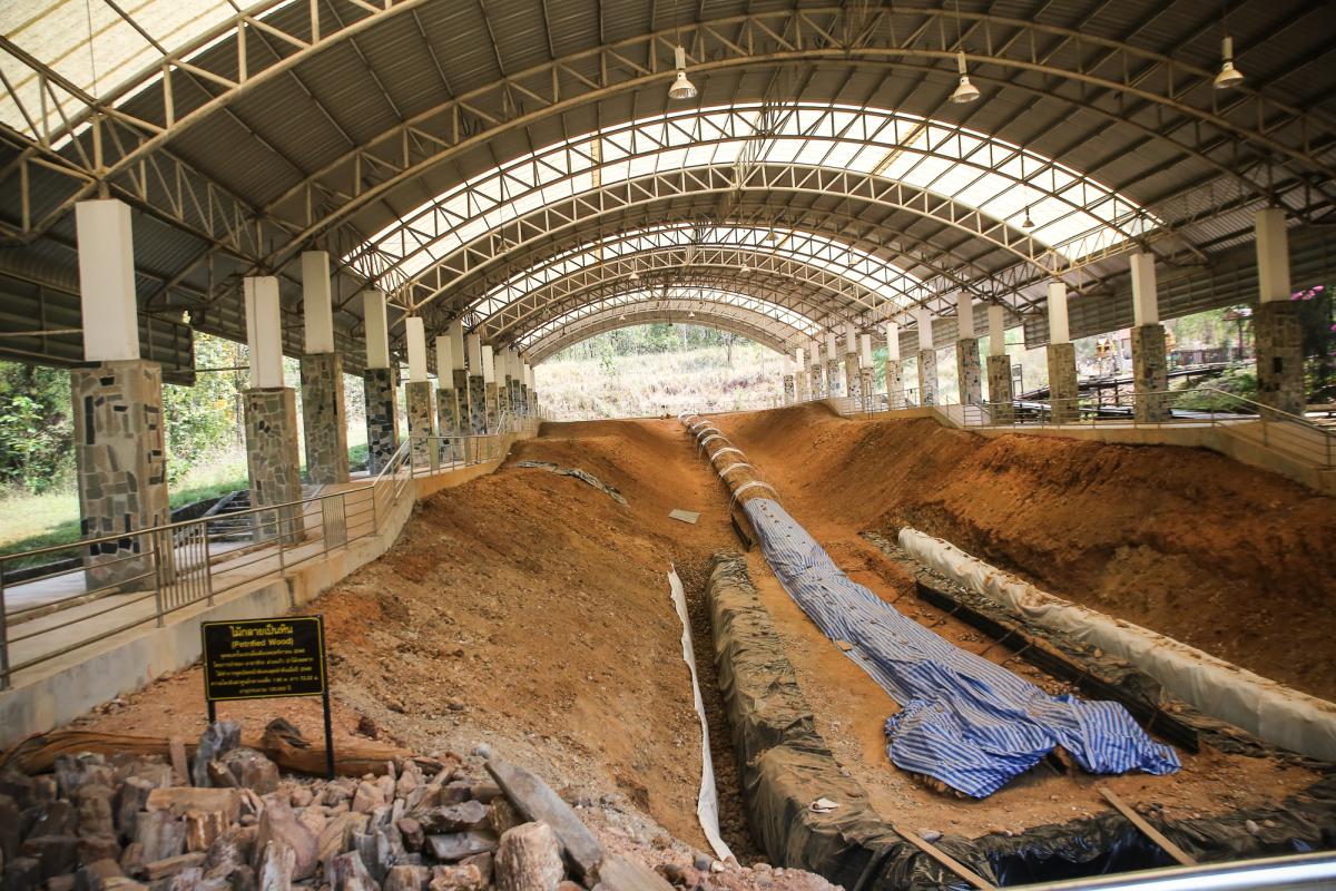 นายกองค์การบริหารส่วนจังหวัดตาก ได้มอบหมายให้ สำนักช่าง องค์การบริหารส่วนจังหวัดตาก นำเจ้าหน้าที่ ลงพื้นที่ร่วมดำเนินการ จัดเรียงหินกรวด ในบริเวณ ไม้กลายเป็นหิน ต้นที่ 1