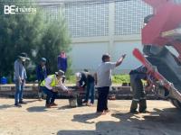 รายงานความก้าวหน้าโครงการฯ ลงทรายปรับระดับ ตั้งแบบข้างแล้วเทคอนกรีต