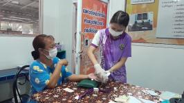 18/4/66 รพ.สต.บ้านสันป่าไร่ เจาะเลือด , วัดความดันฯ , ชั่งน้ำหนัก ผู้ป่วยโรคเบาหวานที่รับยาที่ รพ.สต.บ้านสันป่าไร่ จำนวน 18 ราย