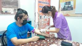 18/4/66 รพ.สต.บ้านสันป่าไร่ เจาะเลือด , วัดความดันฯ , ชั่งน้ำหนัก ผู้ป่วยโรคเบาหวานที่รับยาที่ รพ.สต.บ้านสันป่าไร่ จำนวน 18 ราย