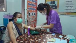 18/4/66 รพ.สต.บ้านสันป่าไร่ เจาะเลือด , วัดความดันฯ , ชั่งน้ำหนัก ผู้ป่วยโรคเบาหวานที่รับยาที่ รพ.สต.บ้านสันป่าไร่ จำนวน 18 ราย