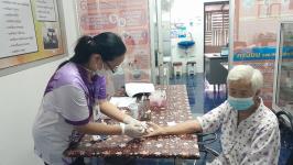 18/7/66 รพ.สต.บ้านสันป่าไร่ เจาะเลือด , วัดความดันโลหิต ผู้ป่วยโรคเบาหวาน ที่รับยาที่ รพ.สต.บ้านสันป่าไร่ จำนวน 20 ราย