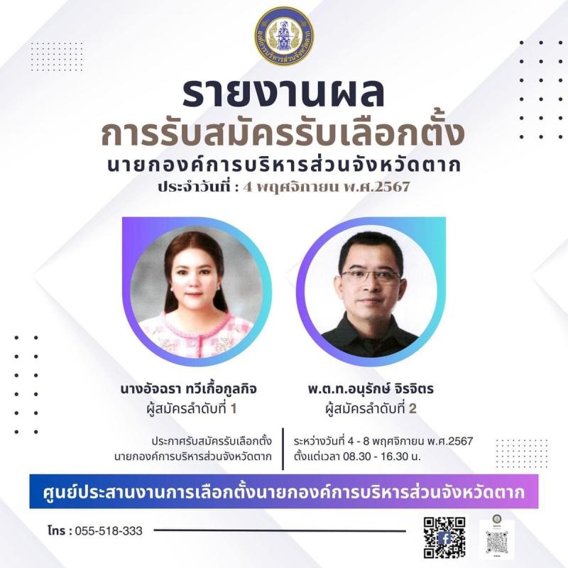 รับสมัครรับเลือตั้งนายกองค์การบริหารส่วนจังหวัดตากวันแรก